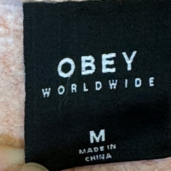 OBEY Mock Neck Dusty Pigment Henley Zip Dual Side Pockets Long Sleeve Sweatshirt - Picture 8 of 12